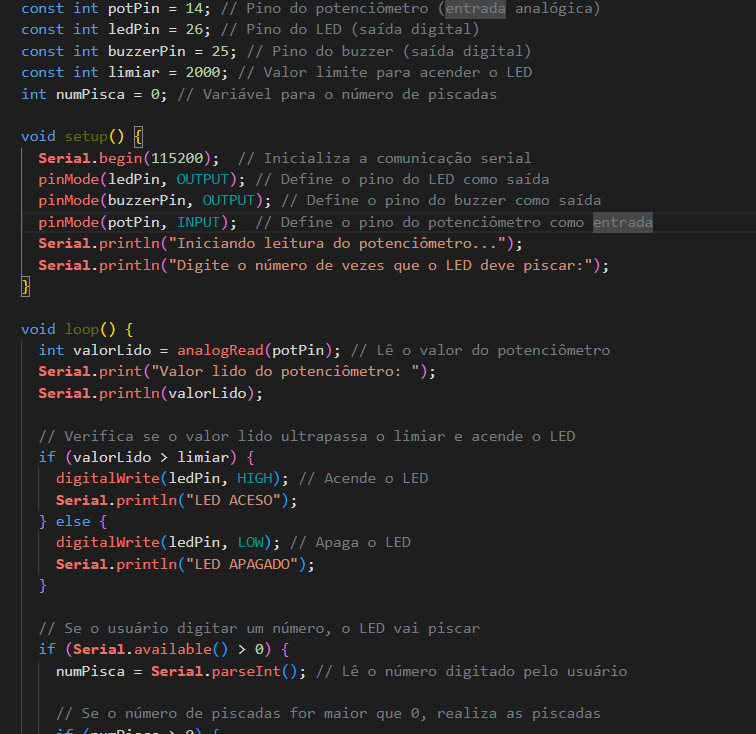 Código ESP32 Potenciômetro