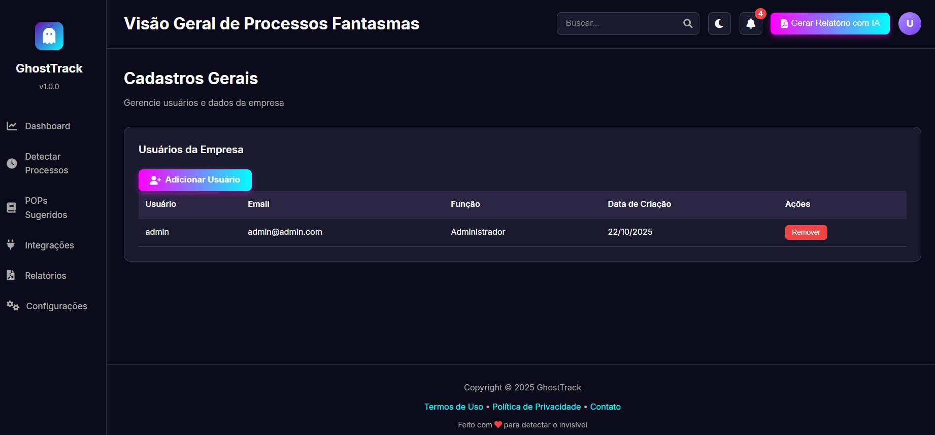 Configuração Usuários